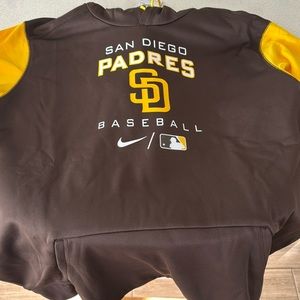 Nike San Diego Padres Therma-Fit Hoodie Sweater Jacket Brown Yellow